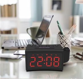 Tabletop Bedroom Large Alarm Clock With Projected LED Digital Clock Display With FM Radio