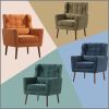 Modern Accent Chair,Chenille Arm Chairs for Living Room,Upholstered Mordern Armchair,Comfy Soft Padded Lounge Chair in Small Space, Bedroom, w/Pillow,